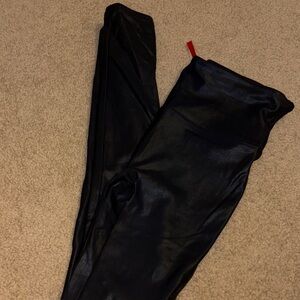 Black Spanx Leather Shiny Leggings